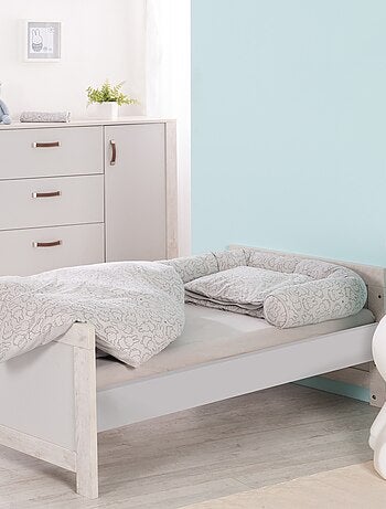 ROBA Cojín serpiente para cuna miffy® - 170 cm - También sirve como cojín de lactancia - Gris claro