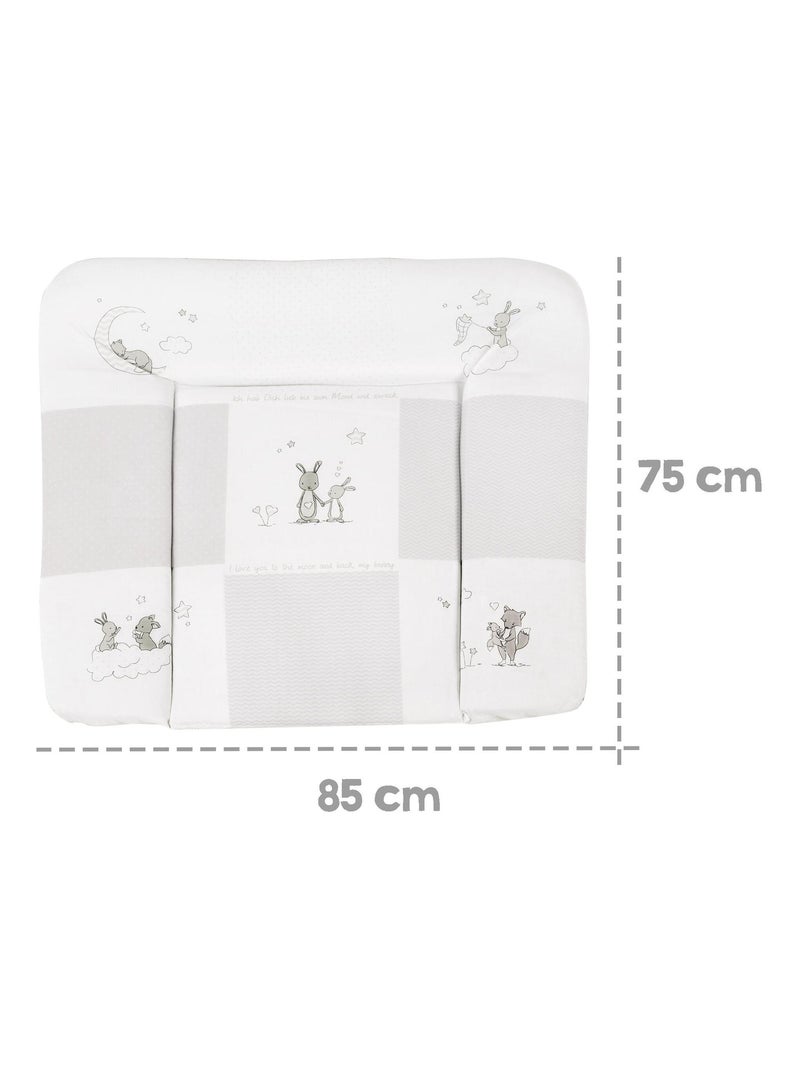 ROBA Colchón cambiador "Fox & Bunny" - 85x75 - Revestido en PU Blanco - Kiabi