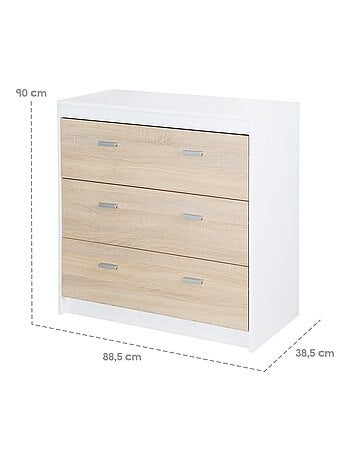 ROBA Cómoda cambiador "Gabriella" – con tablero cambiador extraíble – 3 cajones – bicolor