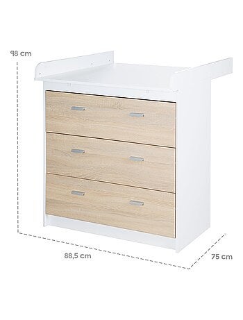 ROBA Cómoda cambiador "Gabriella" – con tablero cambiador extraíble – 3 cajones – bicolor