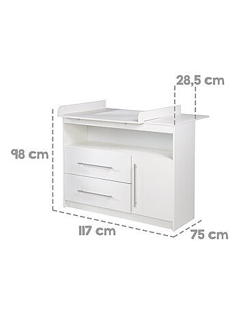 ROBA Cómoda cambiador "Maren" con tablero cambiador extraíble - 3 cajones - altura 90,5 cm