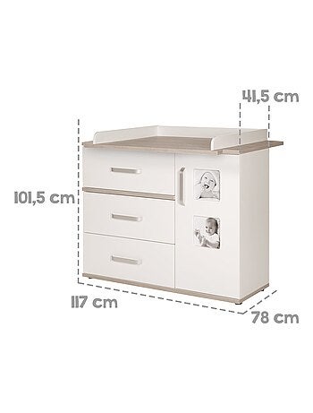 ROBA Cómoda cambiador grande "Moritz" con 2 marcos para fotos - altura cambiador 94 cm