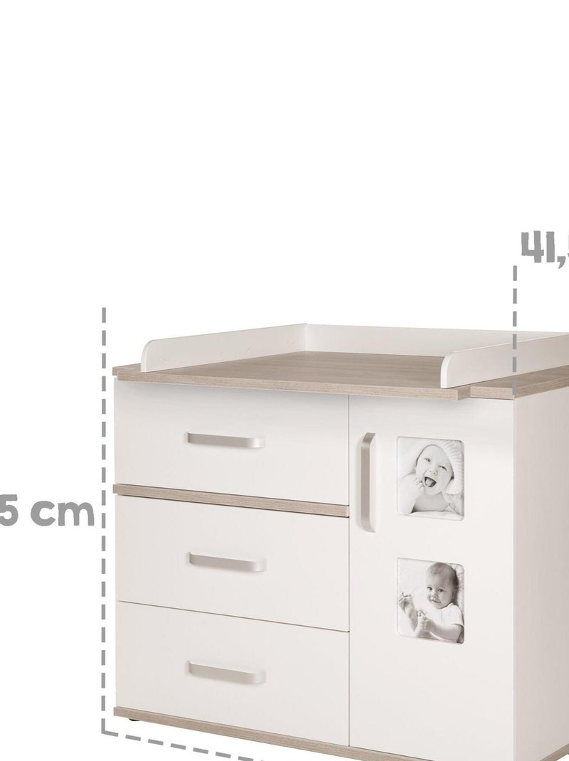 ROBA Cómoda cambiador grande "Moritz" con 2 marcos para fotos - altura cambiador 94 cm Blanco Gris - Kiabi