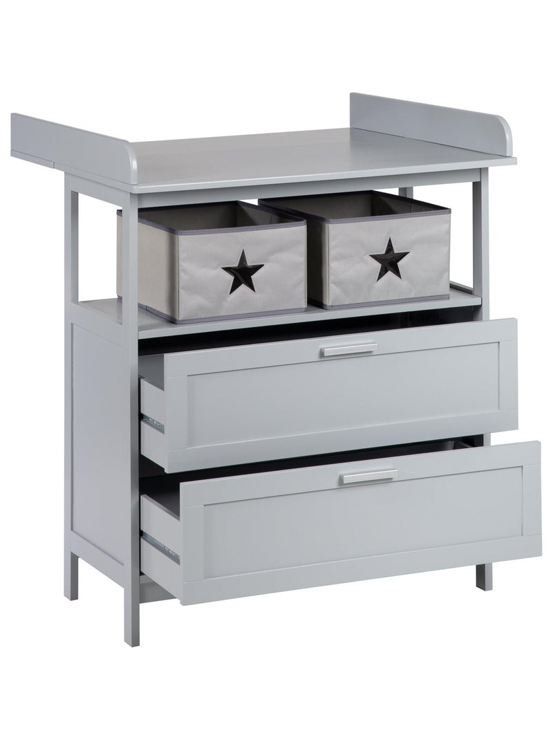 ROBA Cómoda cambiador "Hamburg" con 2 cajones + 2 cajas de almacenamiento – blanco Gris - Kiabi