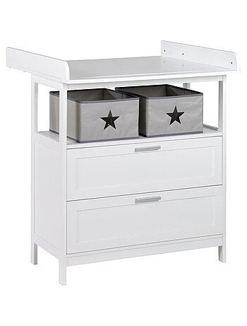 ROBA Cómoda cambiador "Hamburg" con 2 cajones + 2 cajas de almacenamiento – gris