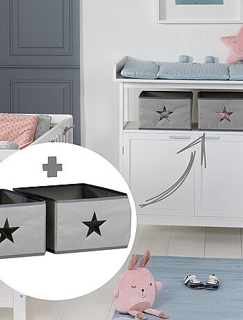 ROBA Cómoda cambiador "Hamburg" con 2 puertas + 2 cajas de almacenamiento – gris