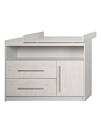 ROBA Cómoda cambiador "Maren 2" – con tablero cambiador extraíble – gris claro / roble blanqueado