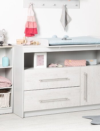 ROBA Cómoda cambiador "Maren 2" – con tablero cambiador extraíble – gris claro / roble blanqueado