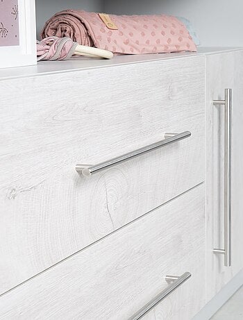 ROBA Cómoda cambiador "Maren 2" – con tablero cambiador extraíble – gris claro / roble blanqueado