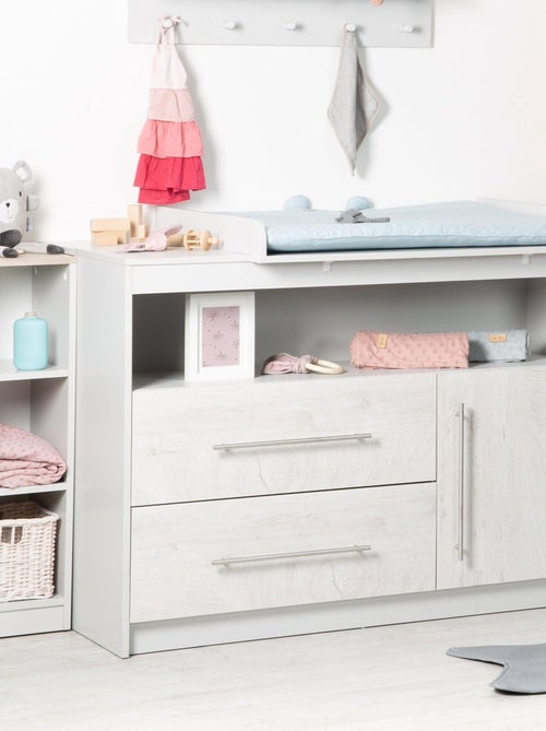 ROBA Cómoda cambiador "Maren 2" – con tablero cambiador extraíble – gris claro / roble blanqueado - Kiabi