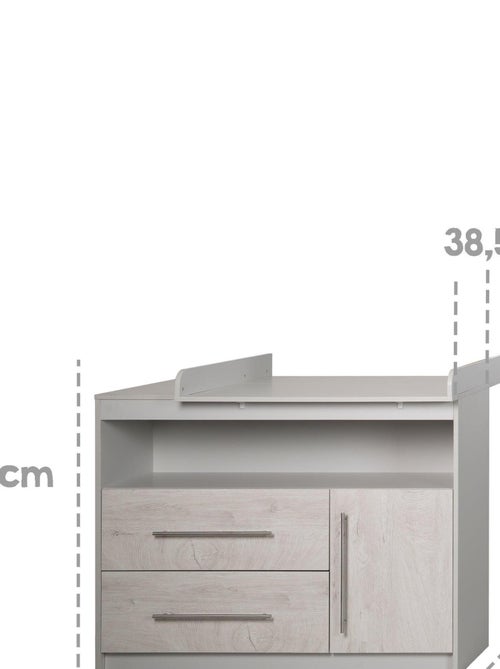 ROBA Cómoda cambiador "Maren 2" – con tablero cambiador extraíble – gris claro / roble blanqueado - Kiabi