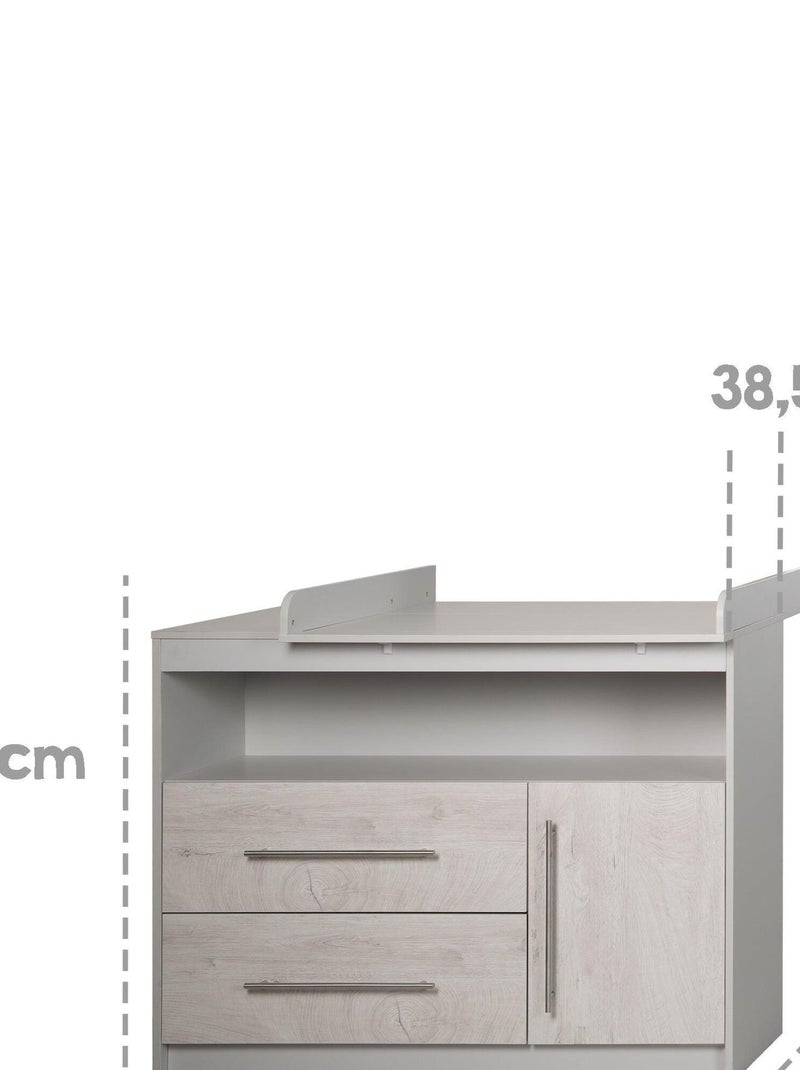 ROBA Cómoda cambiador "Maren 2" – con tablero cambiador extraíble – gris claro / roble blanqueado Gris gris claro - Kiabi
