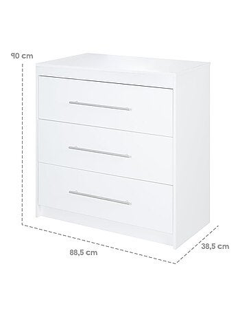ROBA Cómoda cambiador "Maren" con tablero cambiador extraíble - 3 cajones - altura 90,5 cm