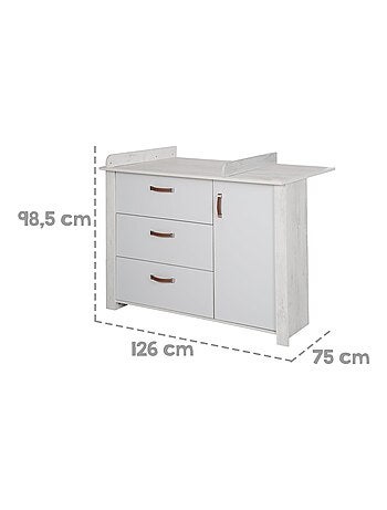 ROBA Cómoda cambiador "Mila" con tablero extraíble - cierre progresivo - altura cambiador 90,5 cm
