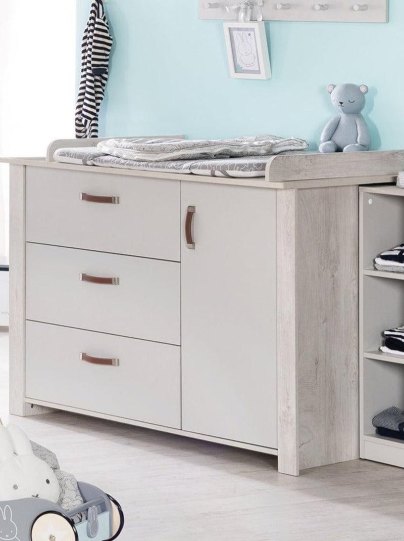 ROBA Cómoda cambiador "Mila" con tablero extraíble - cierre progresivo - altura cambiador 90,5 cm Gris claro - Kiabi