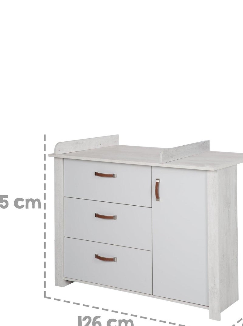 ROBA Cómoda cambiador "Mila" con tablero extraíble - cierre progresivo - altura cambiador 90,5 cm Gris claro - Kiabi