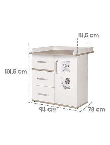 ROBA Cómoda cambiador grande "Moritz" con 2 marcos para fotos - altura cambiador 94 cm