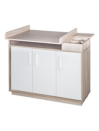 ROBA Cómoda cambiador "Olaf" con tablero extraíble - blanco/decoración olmo lunar - altura 92,5 cm