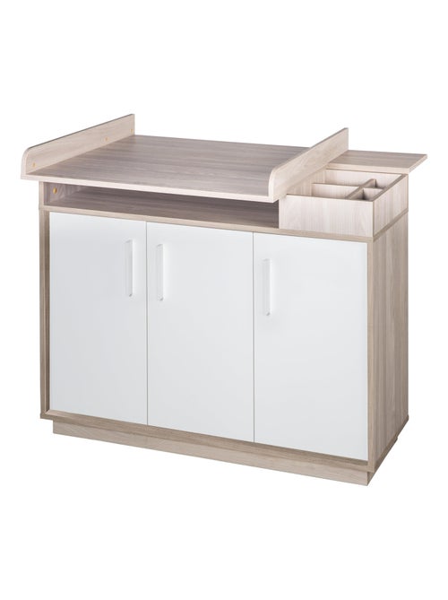 ROBA Cómoda cambiador "Olaf" con tablero extraíble - blanco/decoración olmo lunar - altura 92,5 cm - Kiabi
