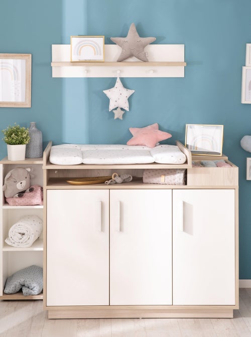 ROBA Cómoda cambiador "Olaf" con tablero extraíble - blanco/decoración olmo lunar - altura 92,5 cm - Kiabi