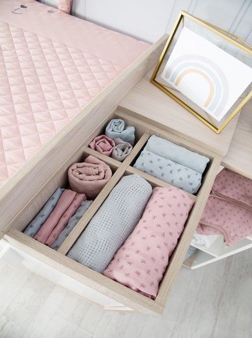 ROBA Cómoda cambiador "Olaf" con tablero extraíble - blanco/decoración olmo lunar - altura 92,5 cm - Kiabi