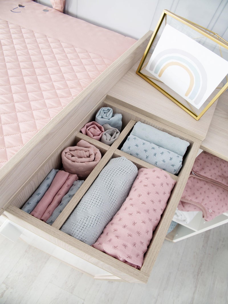 ROBA Cómoda cambiador "Olaf" con tablero extraíble - blanco/decoración olmo lunar - altura 92,5 cm Blanco - Kiabi