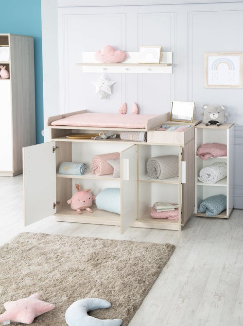 ROBA Cómoda cambiador "Olaf" con tablero extraíble - blanco/decoración olmo lunar - altura 92,5 cm - Kiabi
