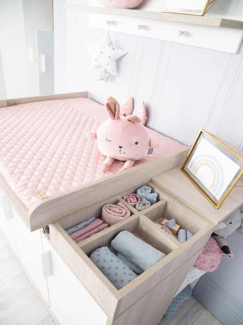 ROBA Cómoda cambiador "Olaf" con tablero extraíble - blanco/decoración olmo lunar - altura 92,5 cm - Kiabi