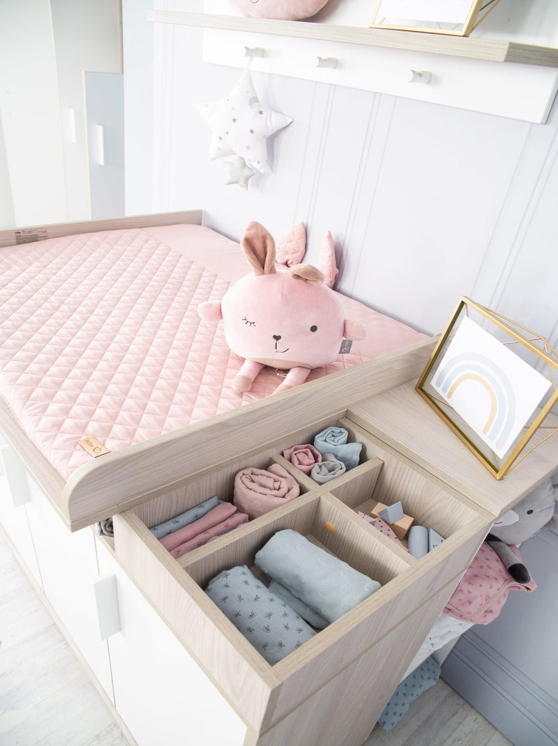 ROBA Cómoda cambiador "Olaf" con tablero extraíble - blanco/decoración olmo lunar - altura 92,5 cm Blanco - Kiabi