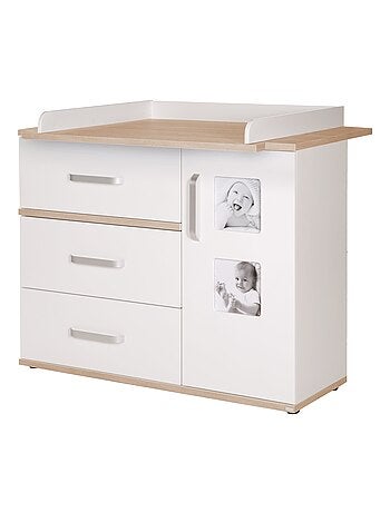 ROBA Cómoda cambiador "Pia" con 2 marcos para fotos - blanco/roble "San Remo