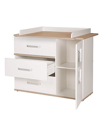 ROBA Cómoda cambiador "Pia" con 2 marcos para fotos - blanco/roble "San Remo