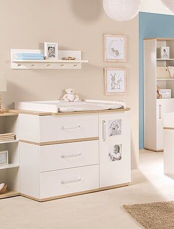 ROBA Cómoda cambiador "Pia" con 2 marcos para fotos - blanco/roble "San Remo