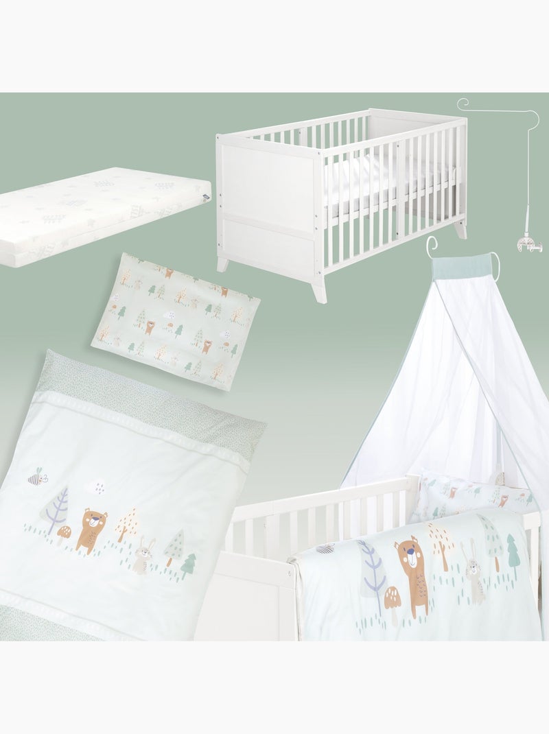 ROBA Conjunto de cama para bebé “Woodland Buddies” 70 x 140 con equipamiento completo Blanco - Kiabi