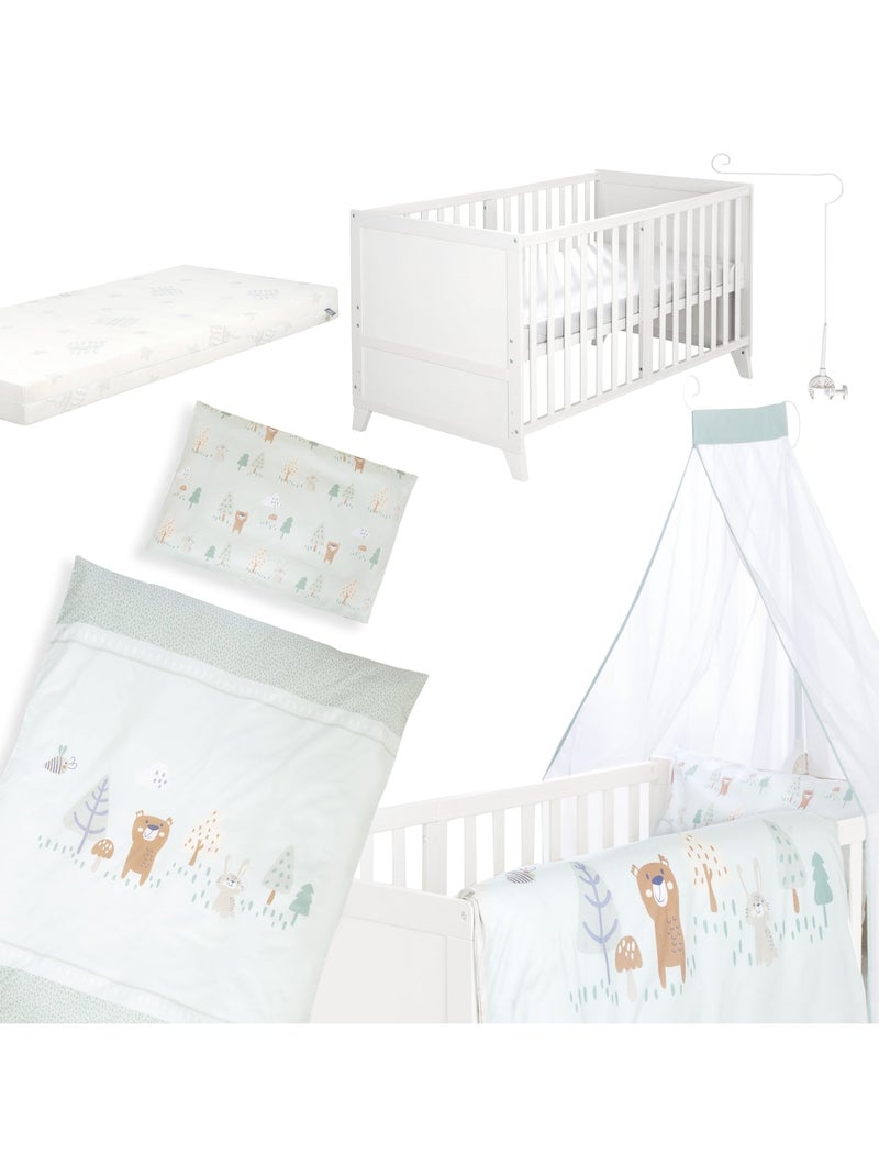 ROBA Conjunto de cama para bebé “Woodland Buddies” 70 x 140 con equipamiento completo Blanco - Kiabi