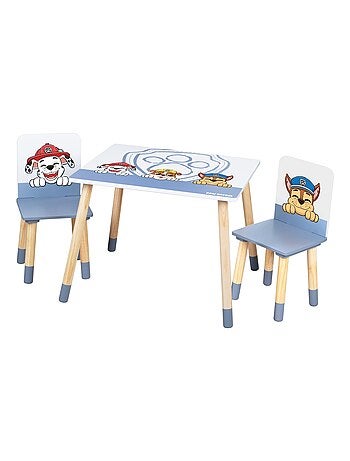 ROBA Conjunto mesa + 2 sillas infantil 'Paw Patrol' - diseño perro - patas en madera natural - azul