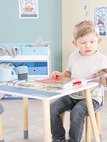 ROBA Conjunto mesa + 2 sillas infantil 'Paw Patrol' - diseño perro - patas en madera natural - azul