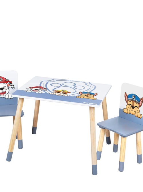 ROBA Conjunto mesa + 2 sillas infantil 'Paw Patrol' - diseño perro - patas en madera natural - azul - Kiabi