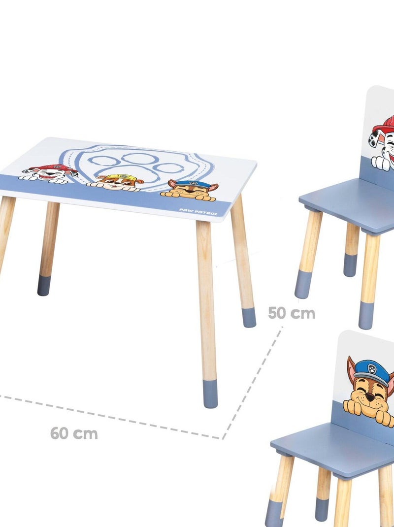 ROBA Conjunto mesa + 2 sillas infantil 'Paw Patrol' - diseño perro - patas en madera natural - azul Blanco Azul Gris - Kiabi