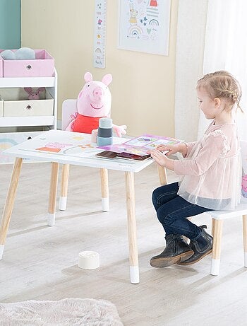 ROBA Conjunto mesa + 2 sillas infantil 'Peppa Pig' - diseño cerdita - patas en madera natural - rosa