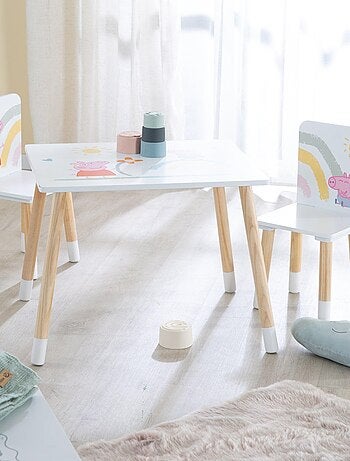 ROBA Conjunto mesa + 2 sillas infantil 'Peppa Pig' - diseño cerdita - patas en madera natural - rosa