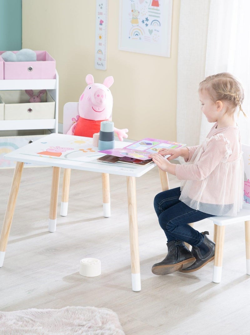 ROBA Conjunto mesa + 2 sillas infantil 'Peppa Pig' - diseño cerdita - patas en madera natural - rosa Blanco Rosa claro Gris - Kiabi