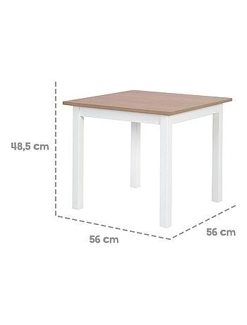 ROBA Conjunto mesa y 2 sillas infantil Woody - tablero y asientos en aspecto madera - blanco