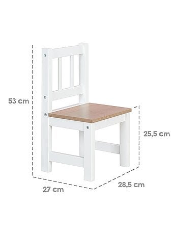 ROBA Conjunto mesa y 2 sillas infantil Woody - tablero y asientos en aspecto madera - blanco