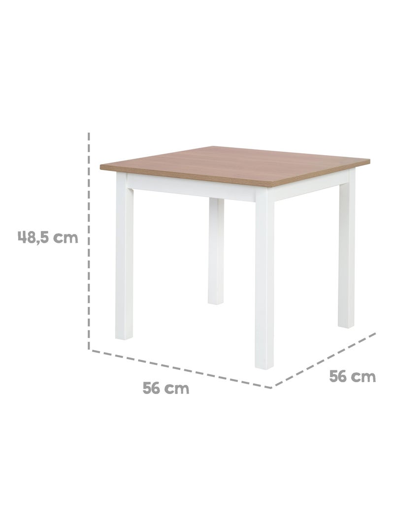 ROBA Conjunto mesa y 2 sillas infantil Woody - tablero y asientos en aspecto madera - blanco Blanco - Kiabi