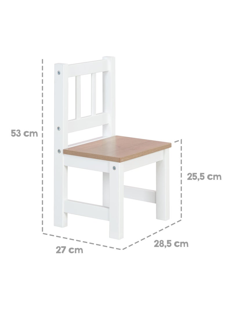 ROBA Conjunto mesa y 2 sillas infantil Woody - tablero y asientos en aspecto madera - blanco Blanco - Kiabi