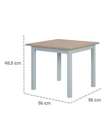 ROBA Conjunto mesa y 2 sillas infantil Woody - tablero y asientos en aspecto madera - blanco
