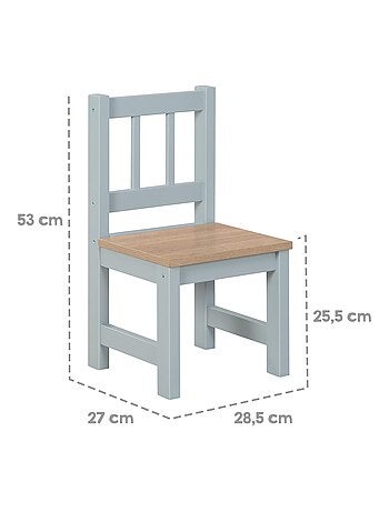 ROBA Conjunto mesa y 2 sillas infantil Woody - tablero y asientos en aspecto madera - blanco