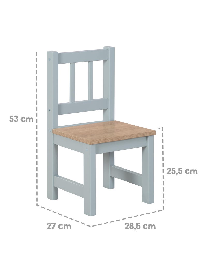 ROBA Conjunto mesa y 2 sillas infantil Woody - tablero y asientos en aspecto madera - gris Taupe - Kiabi