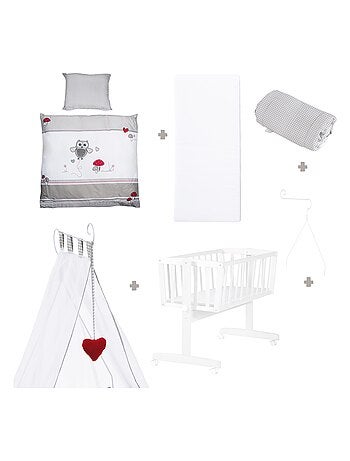 ROBA Cuna Adam & Eule 40x90 cm + equipamiento completo - madera lacada blanca