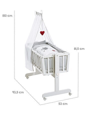 ROBA Cuna Adam & Eule 40x90 cm + equipamiento completo - madera lacada blanca